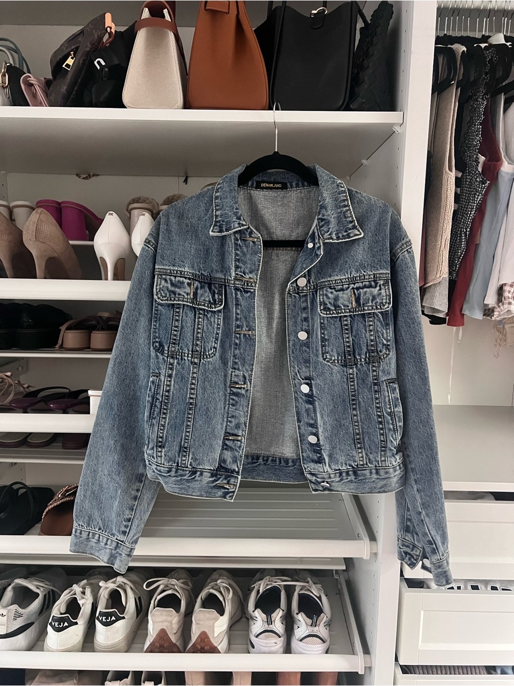 Rhinestone fringe denim jacket